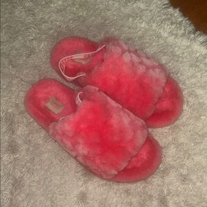 UGG Pink Fluffy Slippers